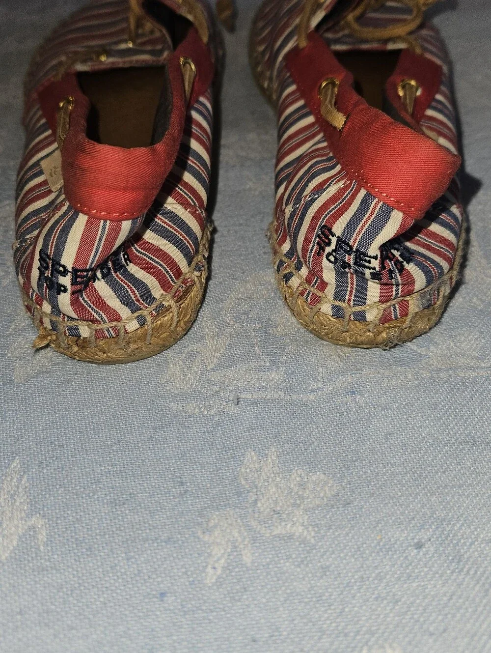 Sperry Top-Sider Women's Katama Slip-Ons, Red/Blue Stripe, Size 8.5M